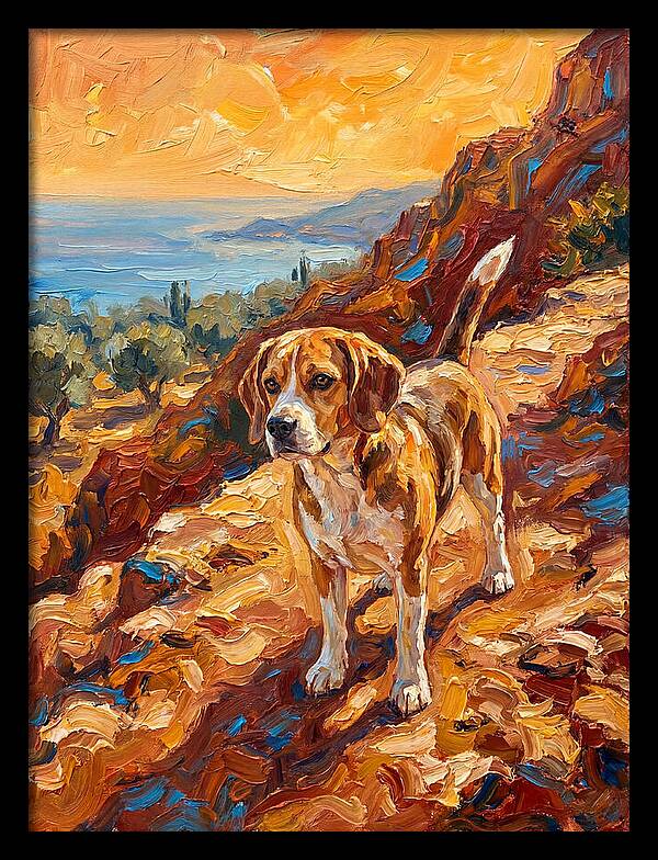 Beagle Against Mediterranean Sunset