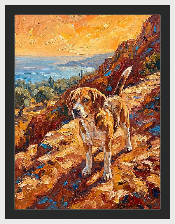 Beagle Against Mediterranean Sunset