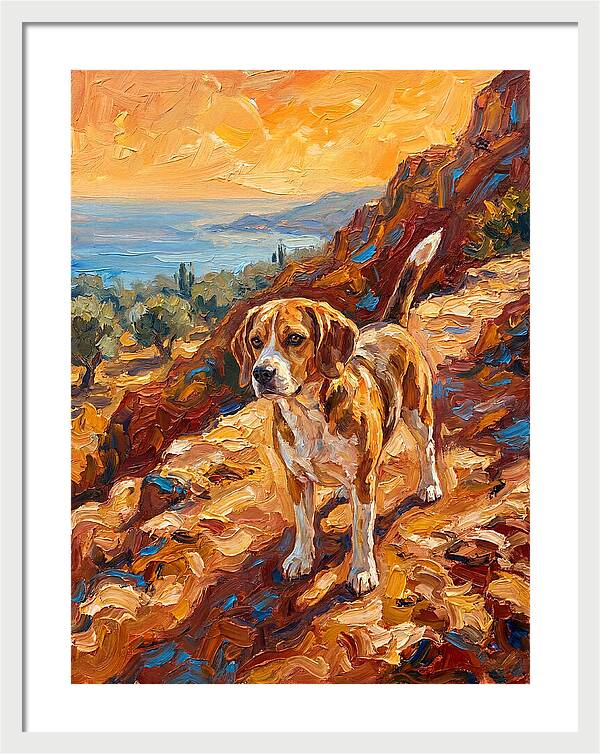 Beagle Against Mediterranean Sunset