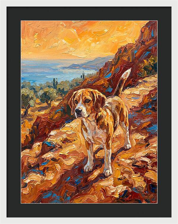 Beagle Against Mediterranean Sunset