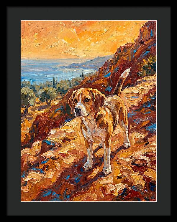 Beagle Against Mediterranean Sunset