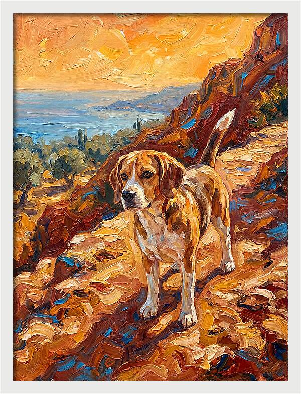 Beagle Against Mediterranean Sunset