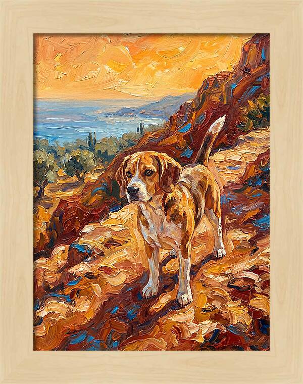 Beagle Against Mediterranean Sunset