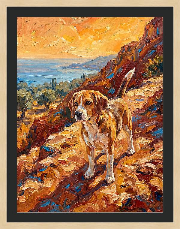 Beagle Against Mediterranean Sunset