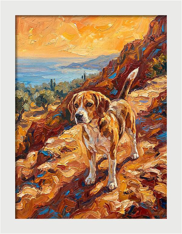 Beagle Against Mediterranean Sunset
