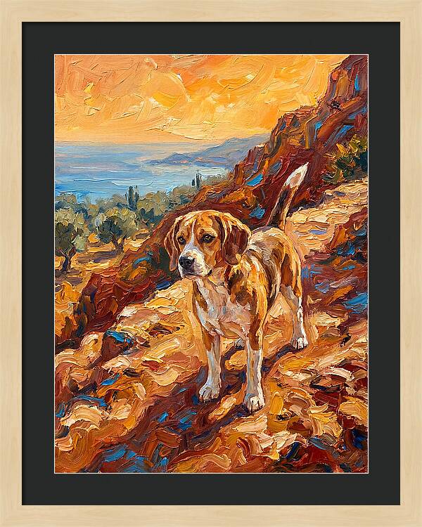 Beagle Against Mediterranean Sunset