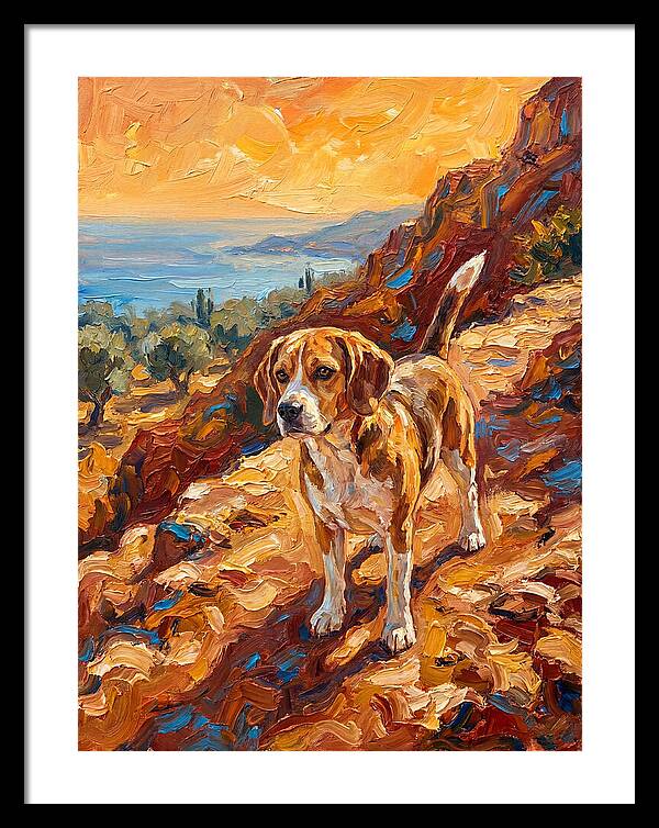 Beagle Against Mediterranean Sunset