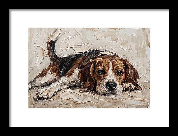 Beagle Relaxing In Warm Tones
