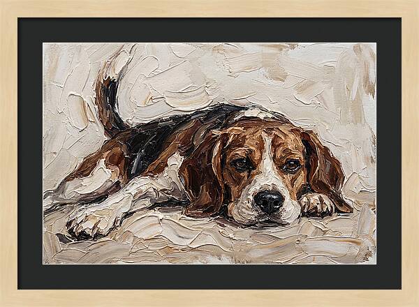 Beagle Relaxing In Warm Tones