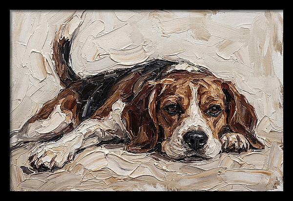 Beagle Relaxing In Warm Tones
