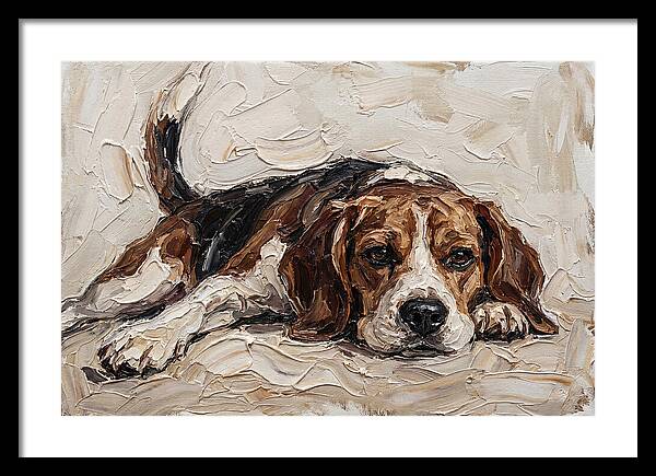 Beagle Relaxing In Warm Tones