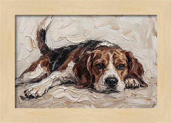 Beagle Relaxing In Warm Tones