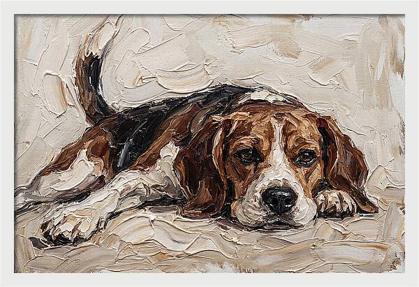 Beagle Relaxing In Warm Tones