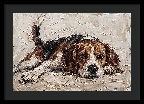 Beagle Relaxing In Warm Tones