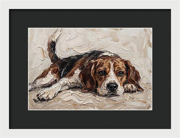 Beagle Relaxing In Warm Tones