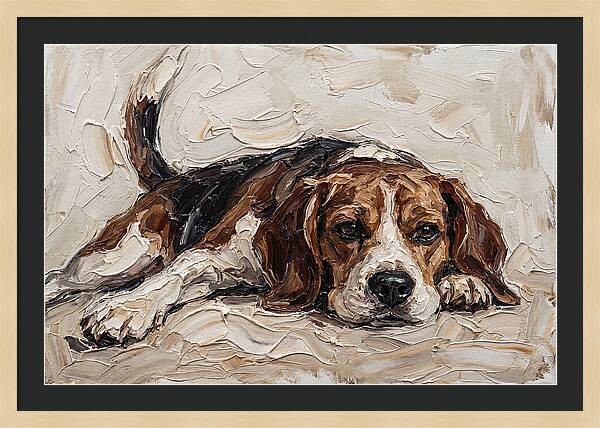 Beagle Relaxing In Warm Tones
