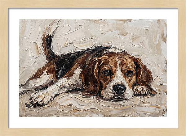 Beagle Relaxing In Warm Tones