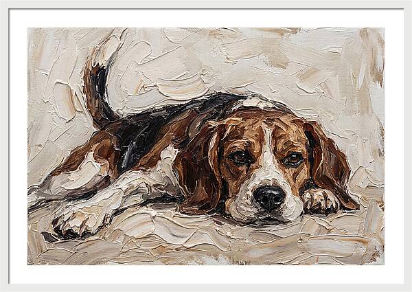Beagle Relaxing In Warm Tones