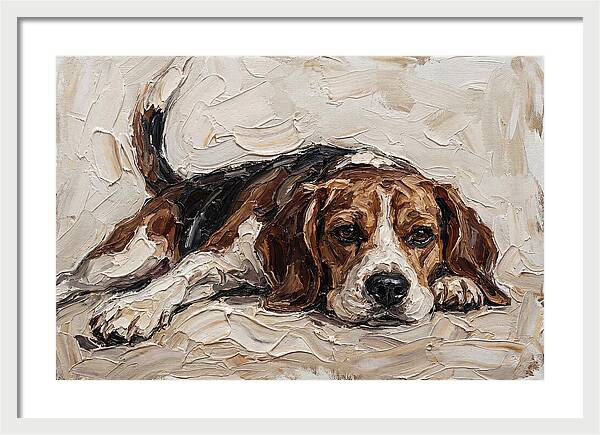 Beagle Relaxing In Warm Tones