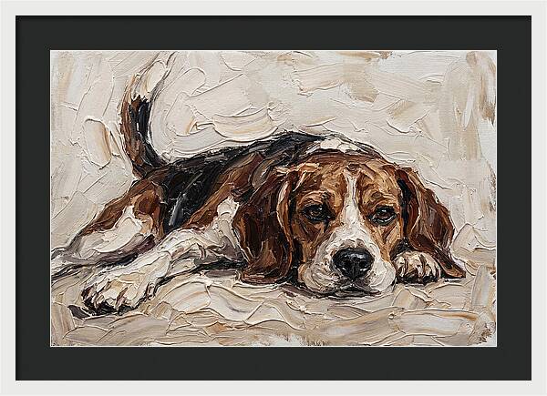 Beagle Relaxing In Warm Tones