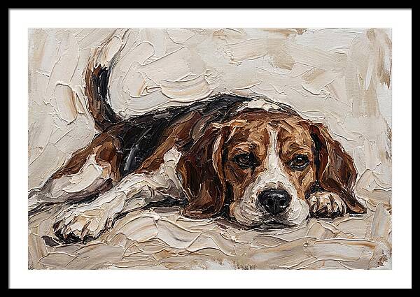 Beagle Relaxing In Warm Tones