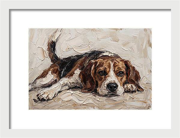 Beagle Relaxing In Warm Tones
