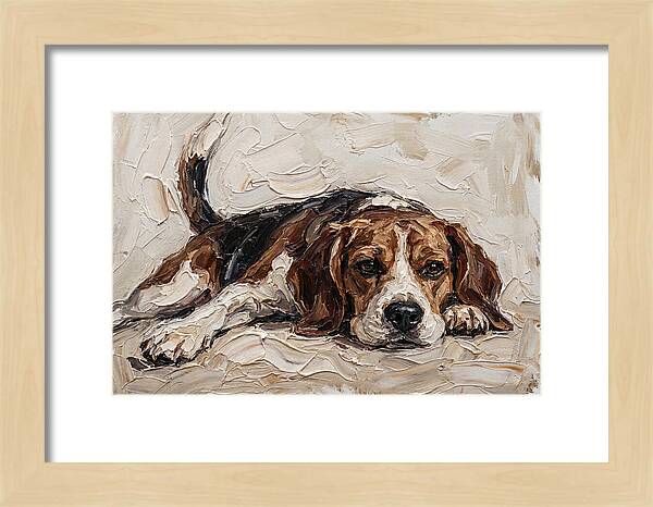 Beagle Relaxing In Warm Tones