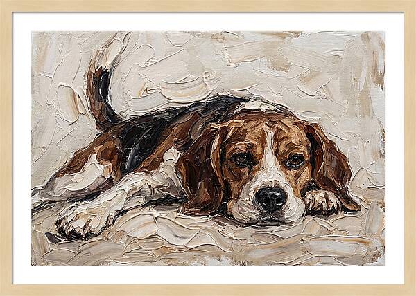 Beagle Relaxing In Warm Tones