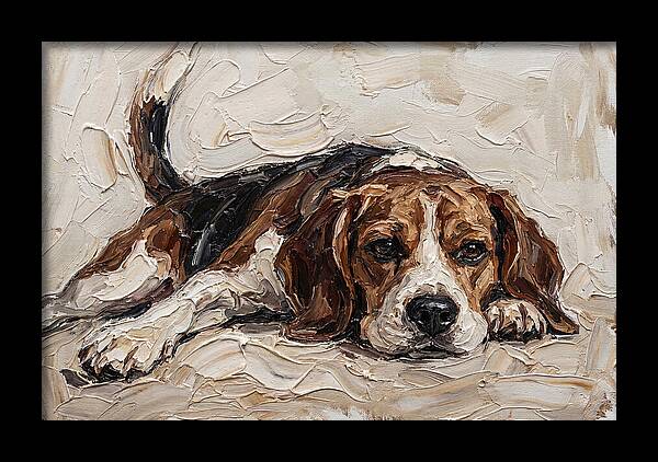 Beagle Relaxing In Warm Tones