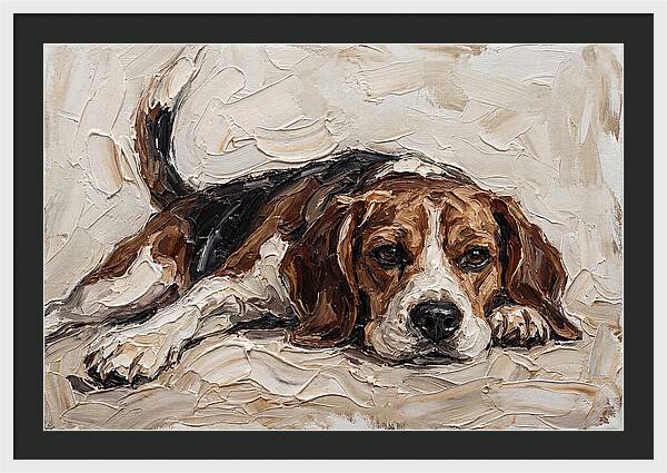 Beagle Relaxing In Warm Tones