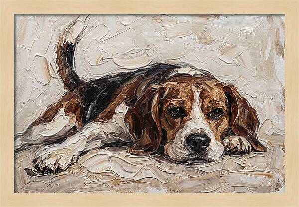 Beagle Relaxing In Warm Tones