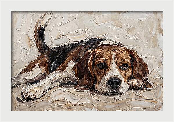Beagle Relaxing In Warm Tones