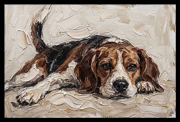 Beagle Relaxing In Warm Tones