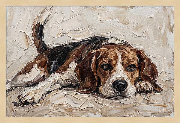 Beagle Relaxing In Warm Tones