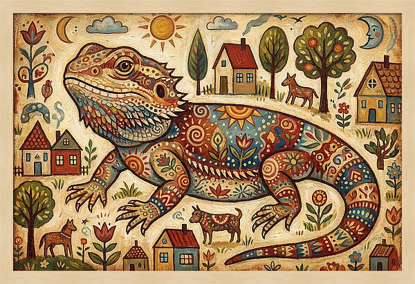 Bearded Dragon Folk Art