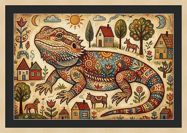 Bearded Dragon Folk Art
