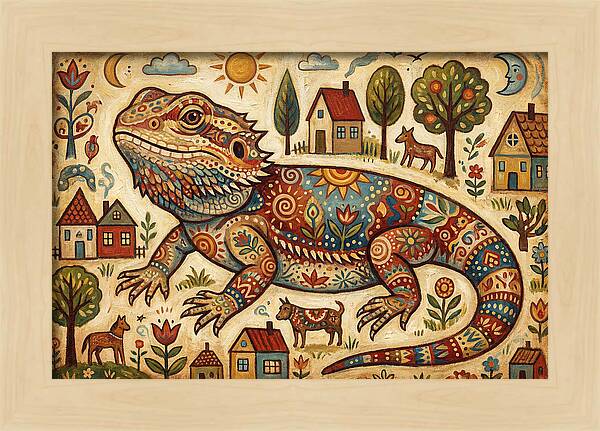 Bearded Dragon Folk Art