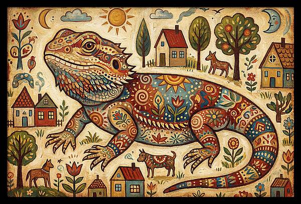 Bearded Dragon Folk Art