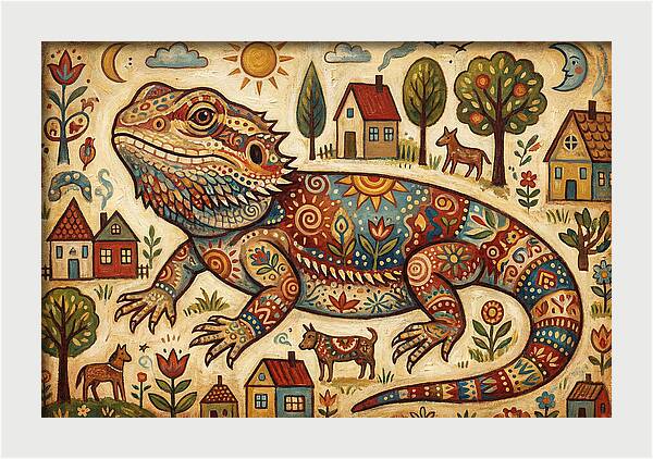 Bearded Dragon Folk Art