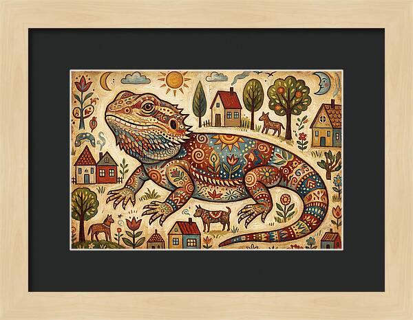Bearded Dragon Folk Art