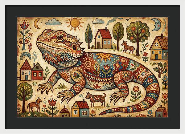 Bearded Dragon Folk Art