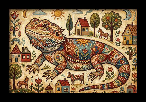 Bearded Dragon Folk Art