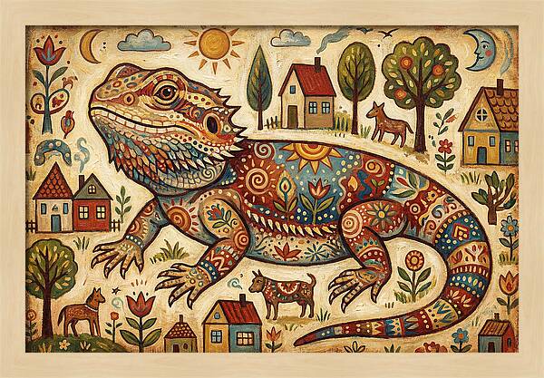 Bearded Dragon Folk Art