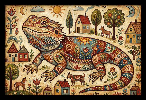 Bearded Dragon Folk Art