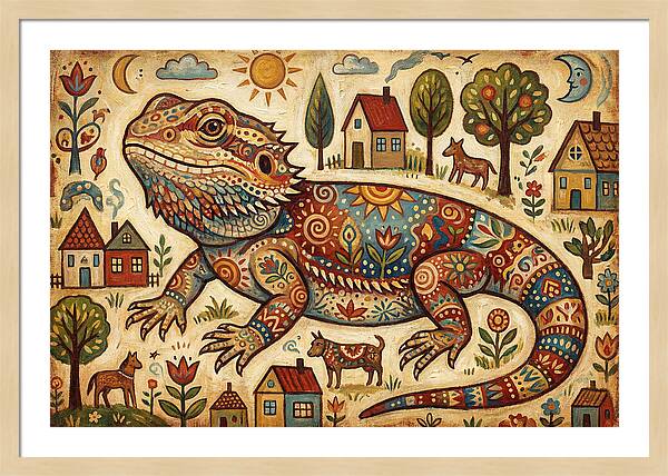 Bearded Dragon Folk Art