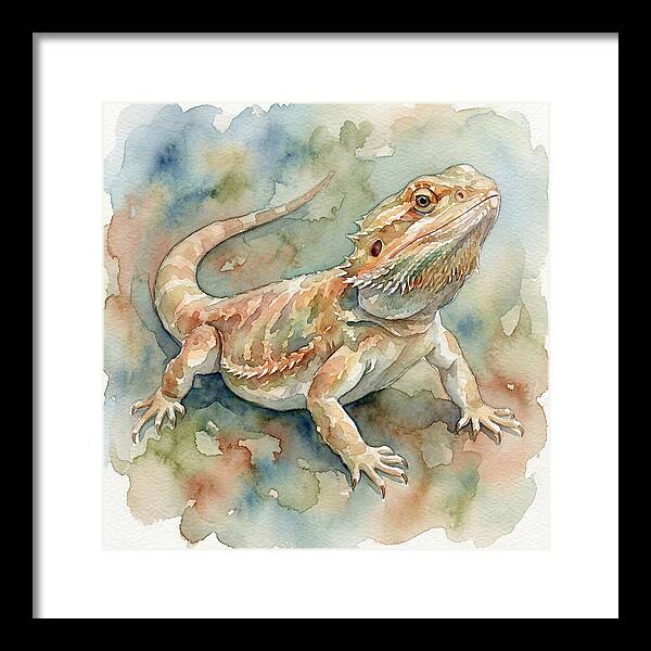 Bearded Dragon Watercolor Portrait