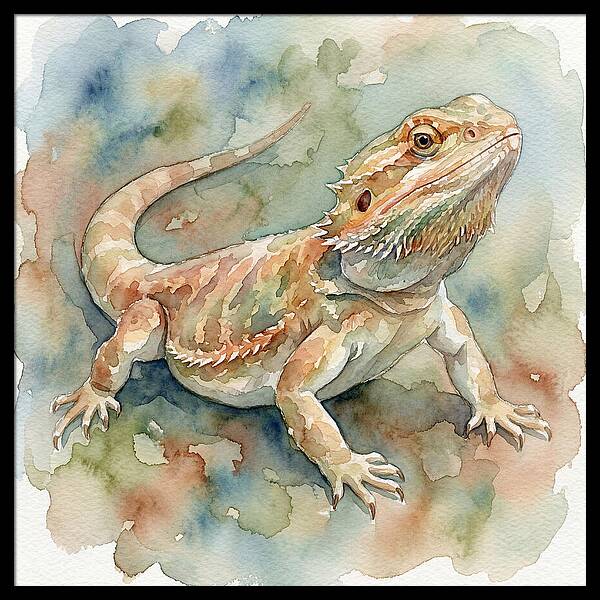 Bearded Dragon Watercolor Portrait