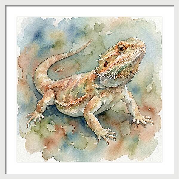 Bearded Dragon Watercolor Portrait