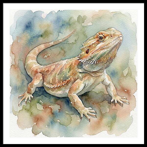 Bearded Dragon Watercolor Portrait