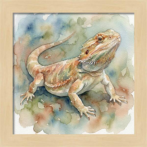 Bearded Dragon Watercolor Portrait